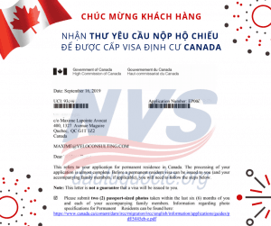 Thư yêu cầu nộp hộ chiếu xin visa Canada