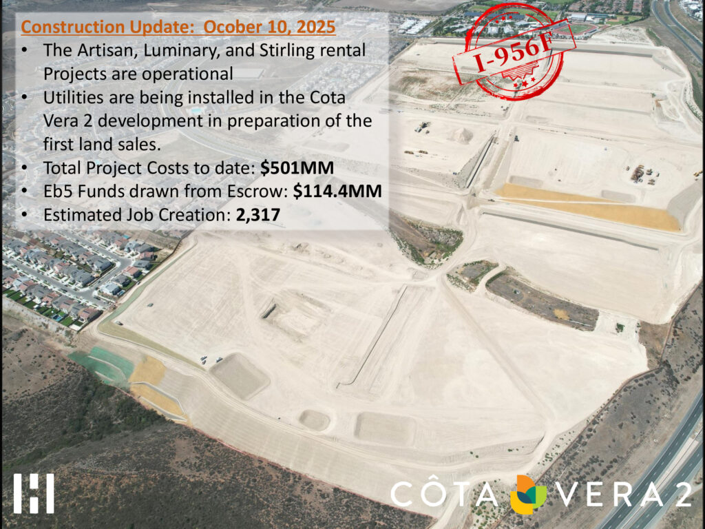Tiến độ dự án EB-5 Cota Vera 2 tính đến 10/10/2025 - Đã tạo 74% việc làm