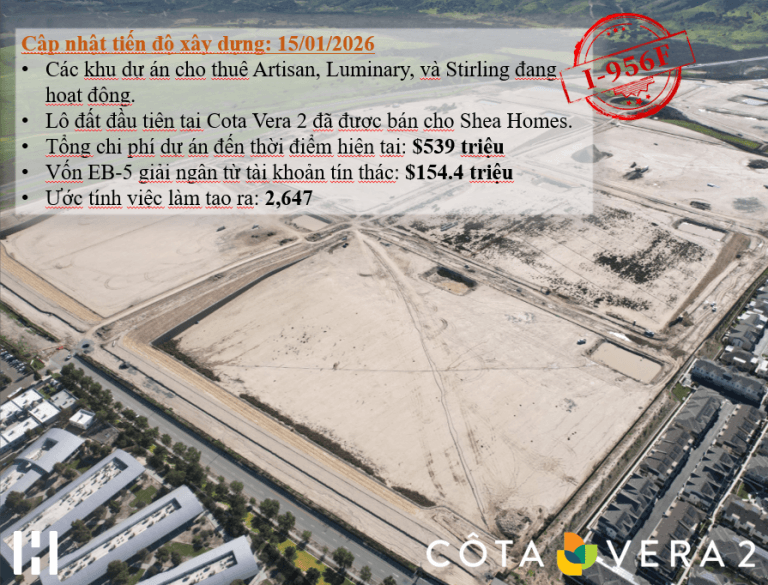Tiến độ dự án EB-5 Cota Vera 2 đến tháng 01/2026