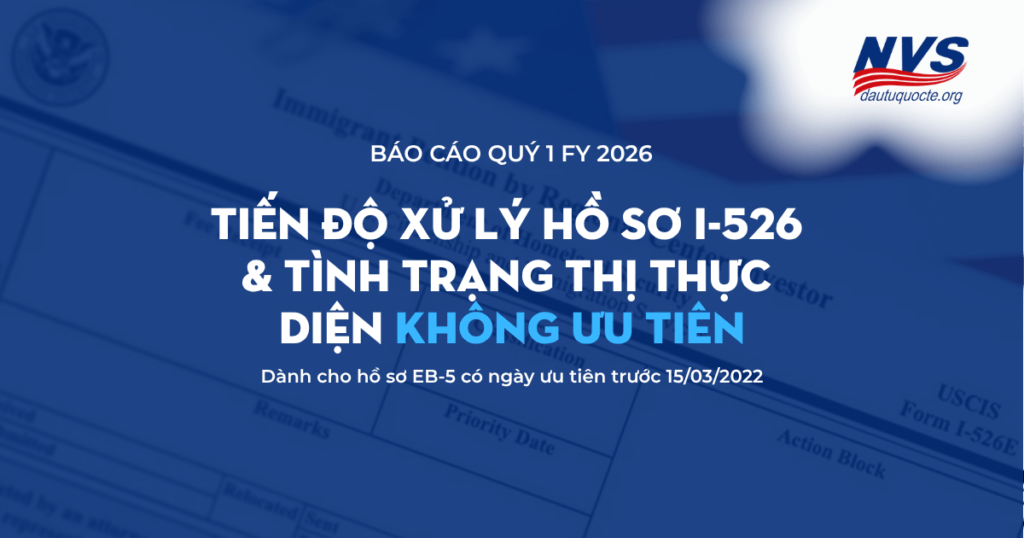 Tiến độ xử lý hồ sơ I-526 và tình trạng thị thực diện không ưu tiên quý 1/2026